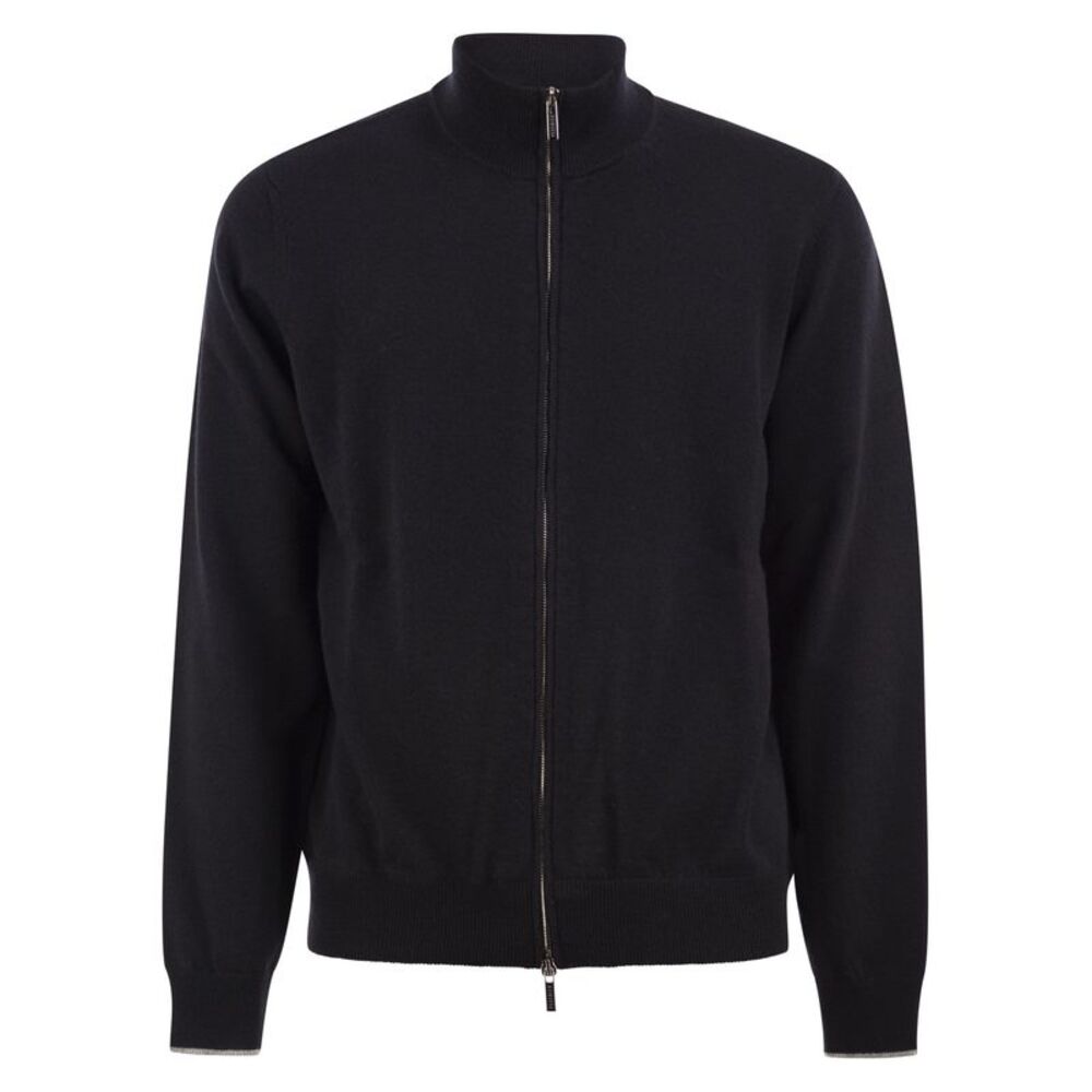 Peserico Men Virgin Wool And Cashmere Zip Cardigan